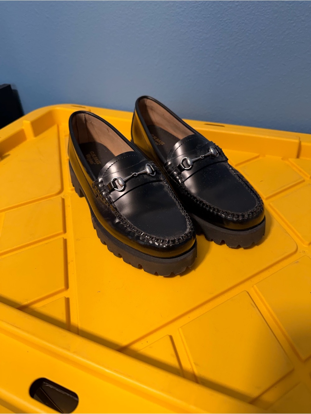 GH Bass Weejuns Black Loafers with Lug Sole
